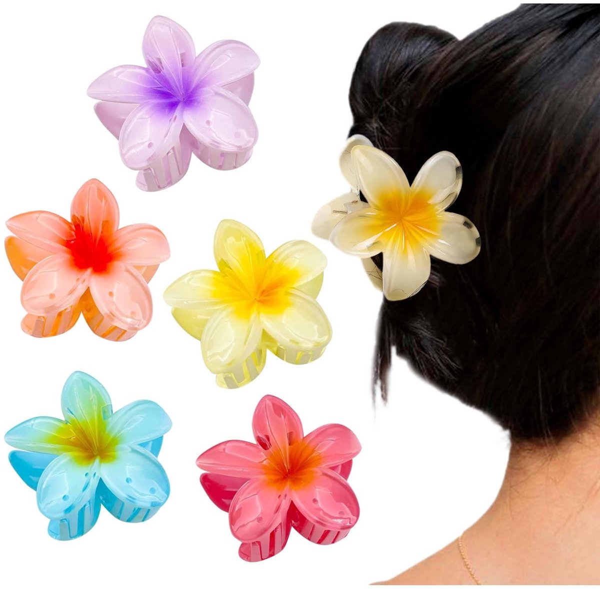 Dailygoods - Set van 5 Medium Haarclips met Bloemontwerp voor Vrouwen
