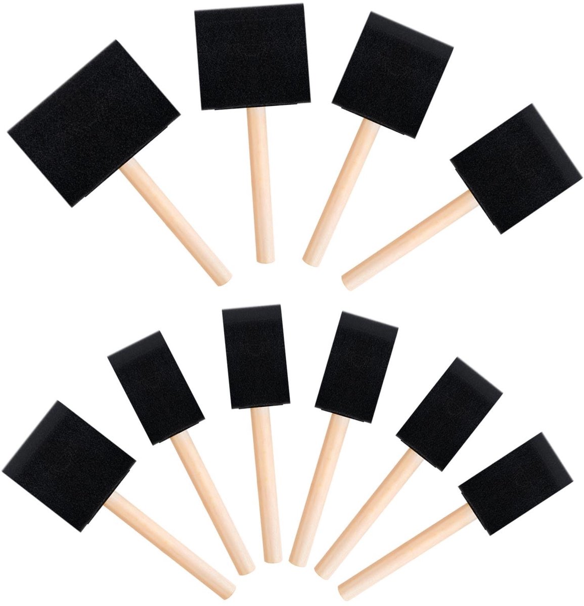 Dailygoods - Innovra - Dailygoods - Set van 10 Sponsborstels met Houten Handvat voor Schilderen