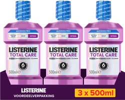LISTERINE Total Care Intens Alcoholvrij, zonder alcohol, intense muntsmaak, 3x500 ml