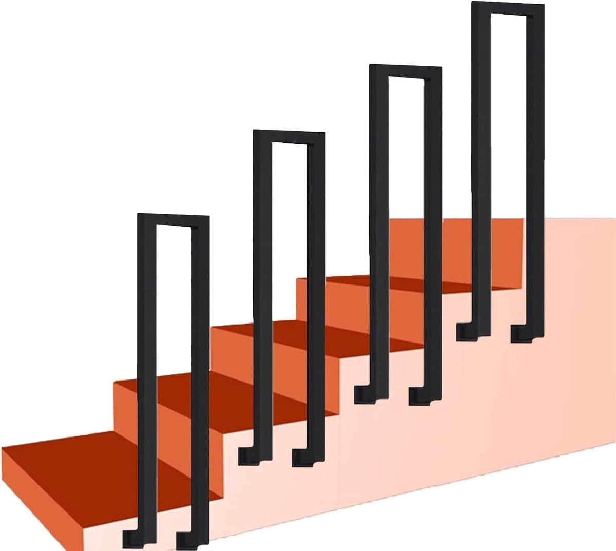 Trapleuning Smeedijzer - Muurhandgreep Trap - Veiligheid Buiten - Stevig Duurzaam Ontwerp - 50cm Lengte - Zwart