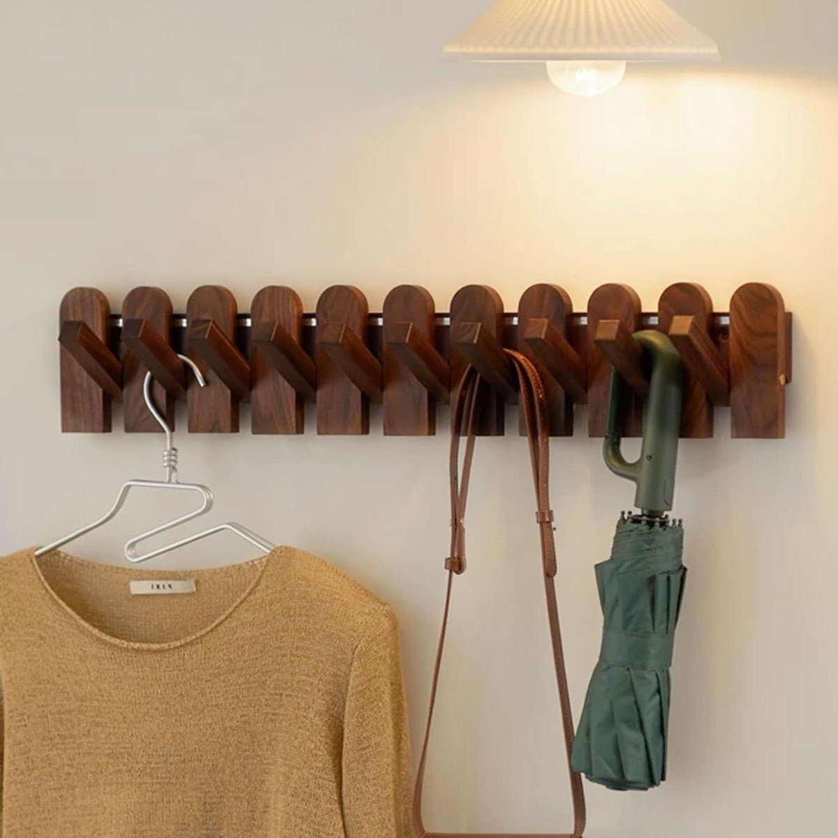 Houten Kapstok - Wandhaak - Jassen Ophangen - Magnetische Bevestiging - Tot 20 kg - Walnoo