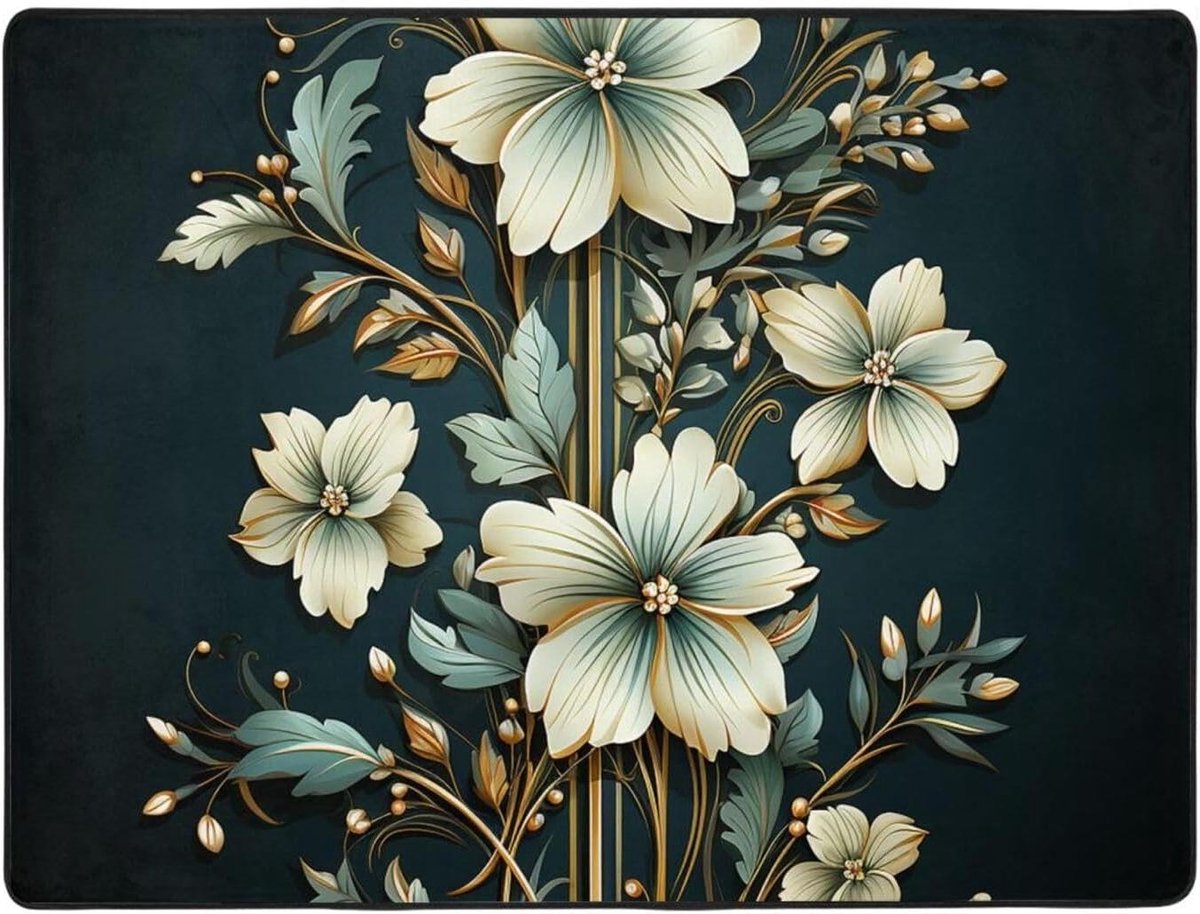 Plantenprint Vloerkleed - Zachte Vloerbedekking - Woonkamer Decoratie - Antislip Onderkant