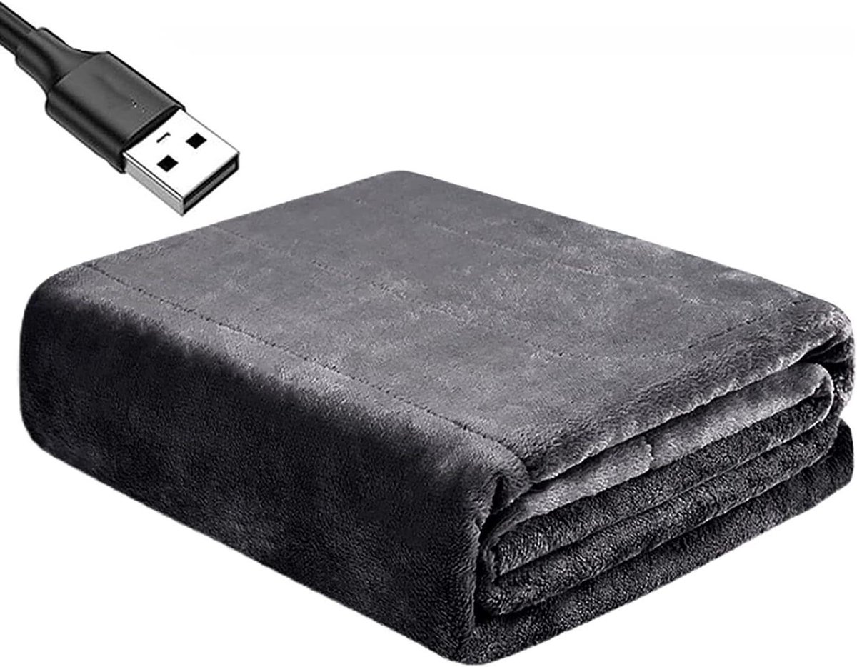 Elektrische Deken - Verwarmde Wrap - Comfort Verwarmen - USB Voeding - 140x80cm - Grijs