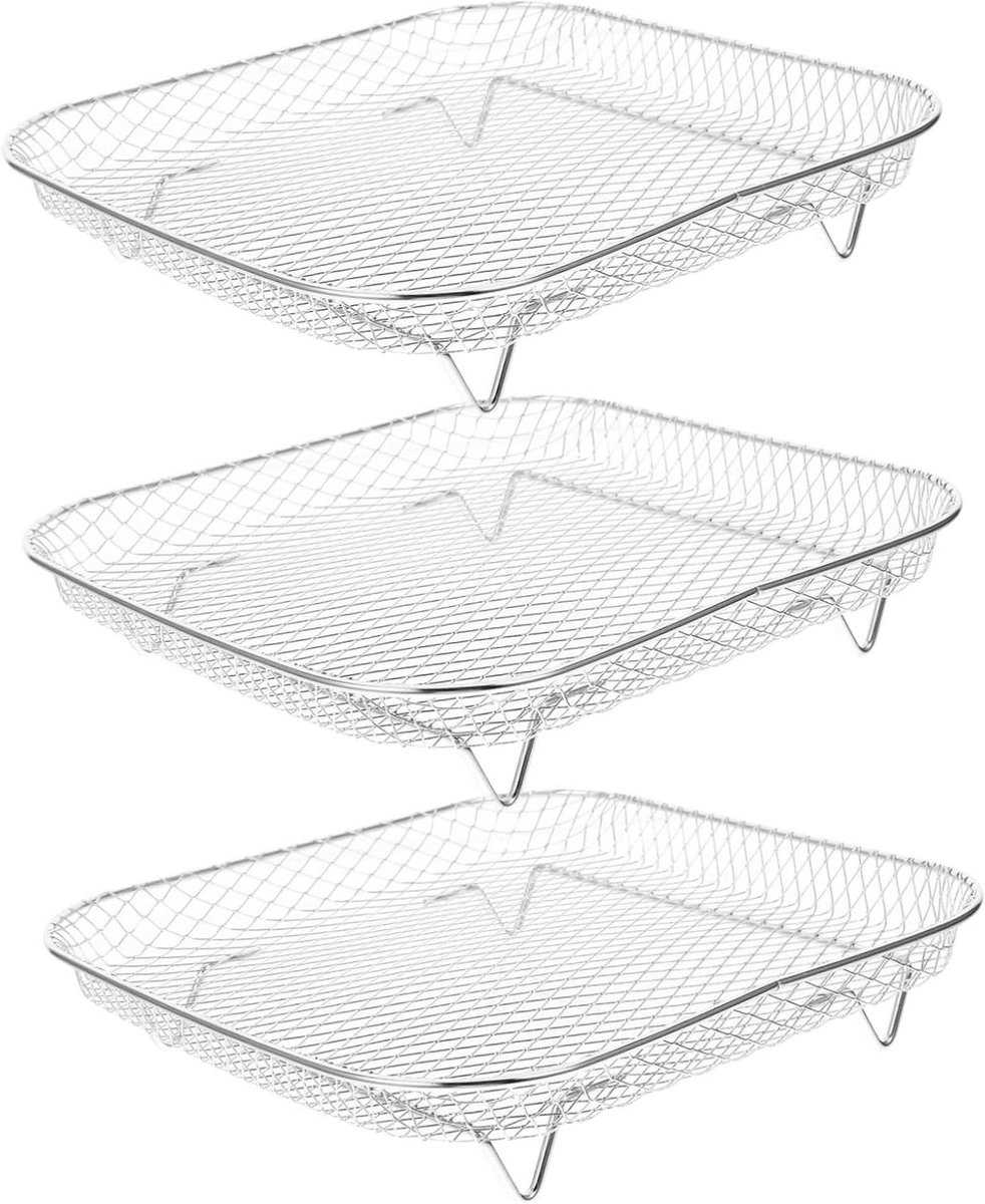 Rvs Airfryer Rek Vierkant 3pcs Airfryer Accessoires Veelzijdig Airfryer Toast Rek Voor Grillen