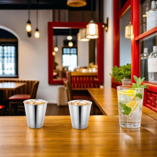 Roestvrijstalen Bekers - Drinkbekers Herbruikbaar - Outdoor Activiteiten - Compact Lichtgewicht - 10 Stuks 1 Centiliter - Zilver — afbeelding 2