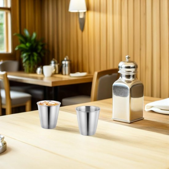 Roestvrijstalen Bekers - Drinkbekers Herbruikbaar - Outdoor Activiteiten - Compact Lichtgewicht - 10 Stuks 1 Centiliter - Zilver — afbeelding 4