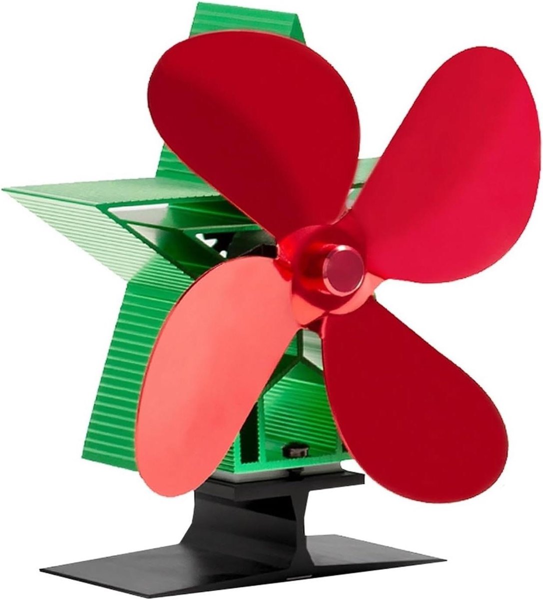 Haardkachel Ventilator - Warmte-aangedreven - Warmte Verdeling - Stille Werking - 4/5 Bladen - Zwart