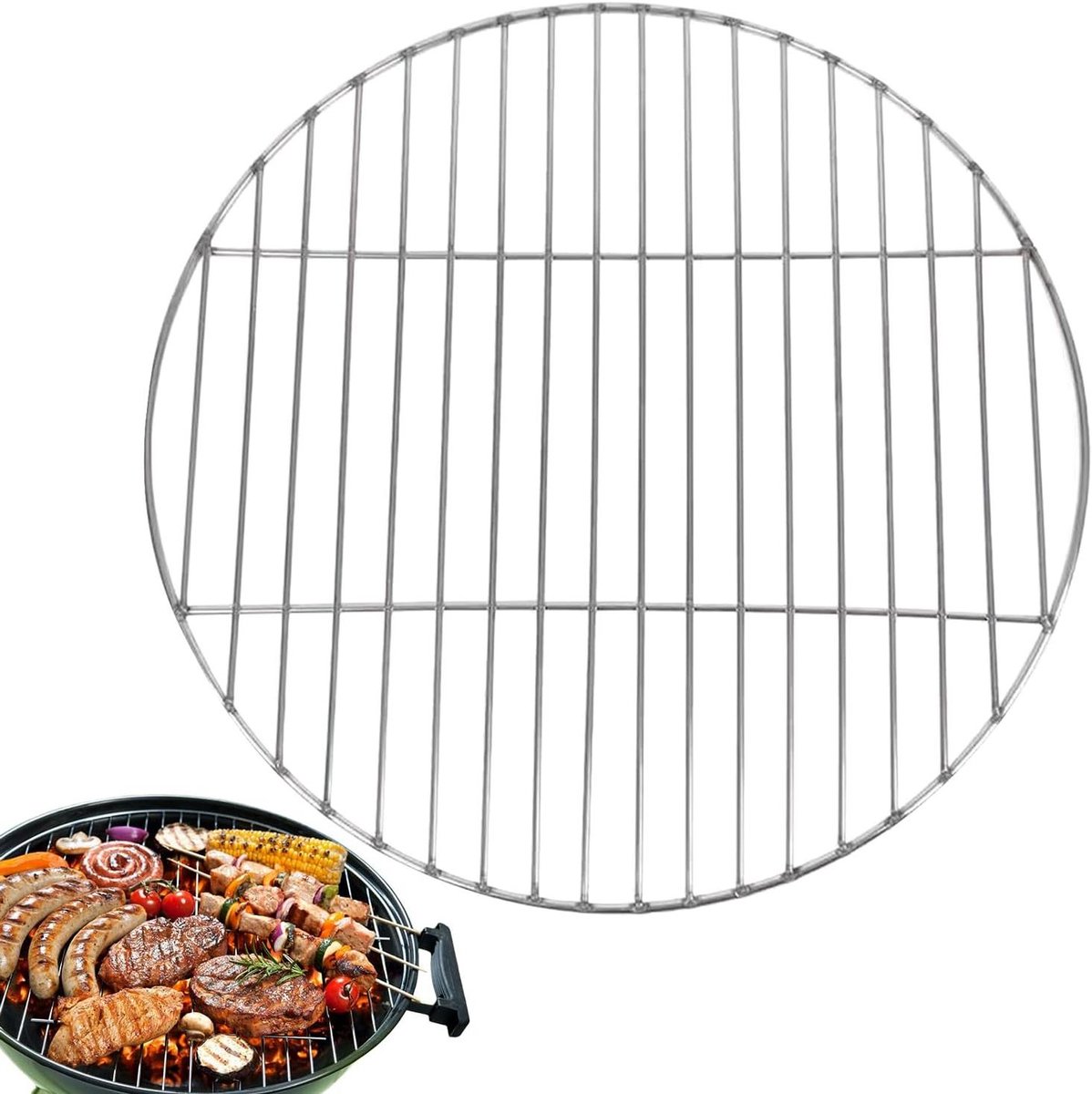 BBQ rooster - Kookrek buiten - Buiten koken - Roestvrij staal - 33 cm - Zilver