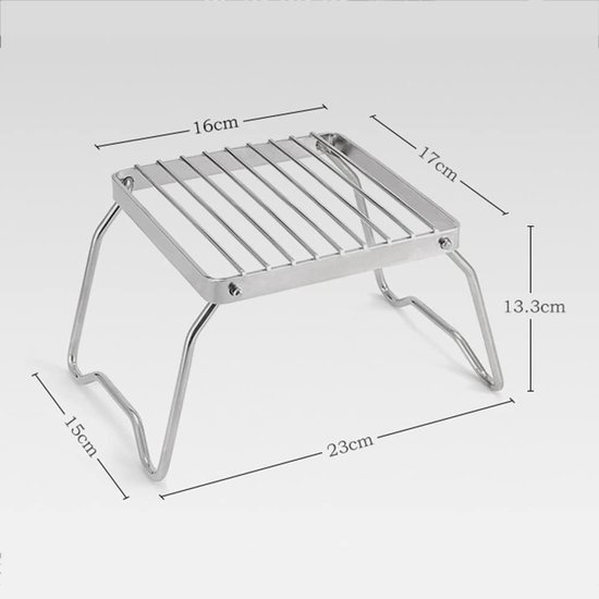 KZQ Draagbaar Opvouwbaar Grillrek Voor Kamperen Roestvrijstalen Kampvuurgrill Met Verstelbare Poten 16x16 Cm Gestreept Reisbarbecue Voor Wandelen En Buiten Koken — afbeelding 5