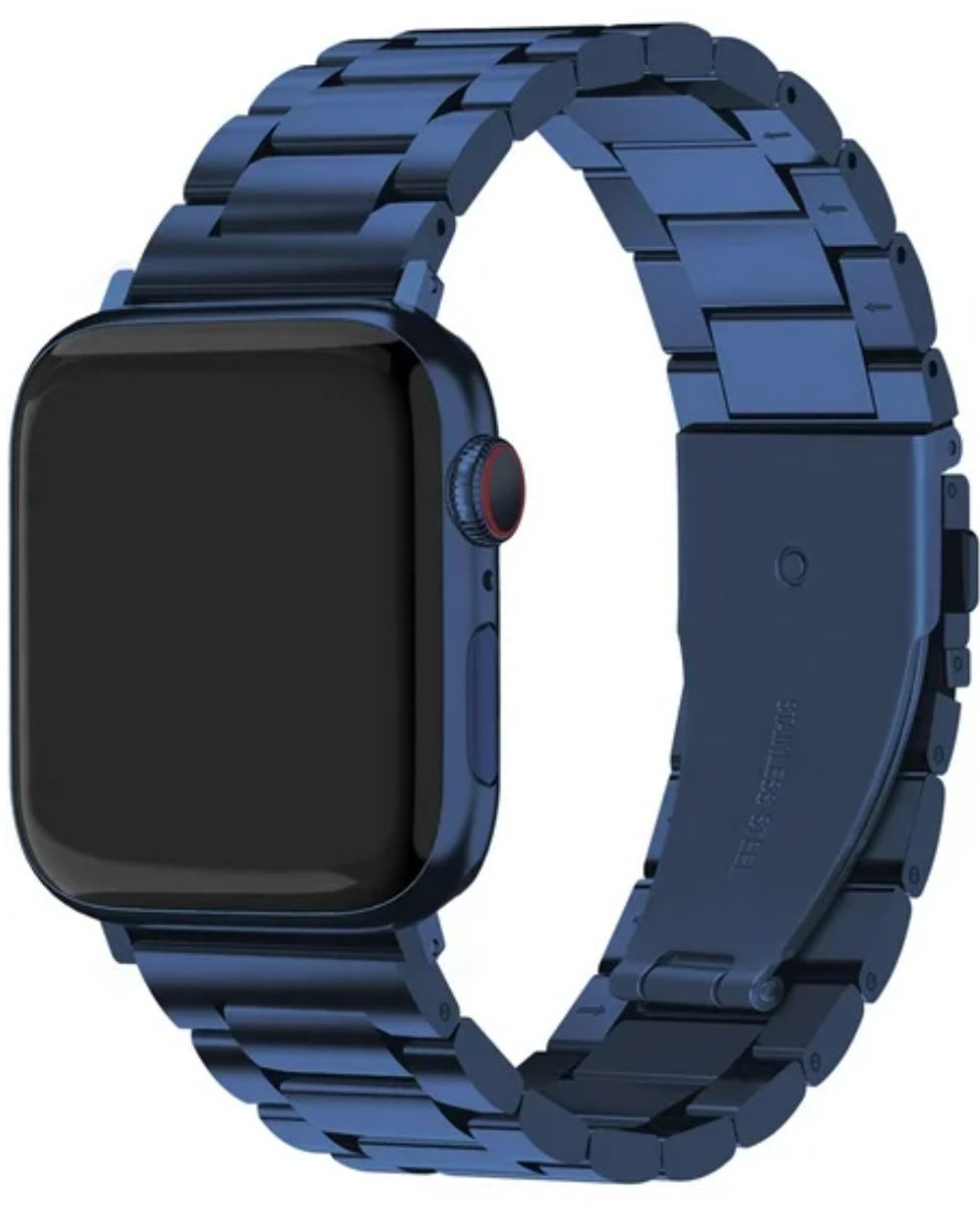 Sander Shop Compatibel met Apple Watch Bandjes 44mm 45mm 42mm, Metalen Apple Watch Band Roestvrij Staal Reservearmband horlogebanden voor iwatch SE 3 2 1 Series 11 10 9 8 7 6 5 4 3 2 1, Blauw