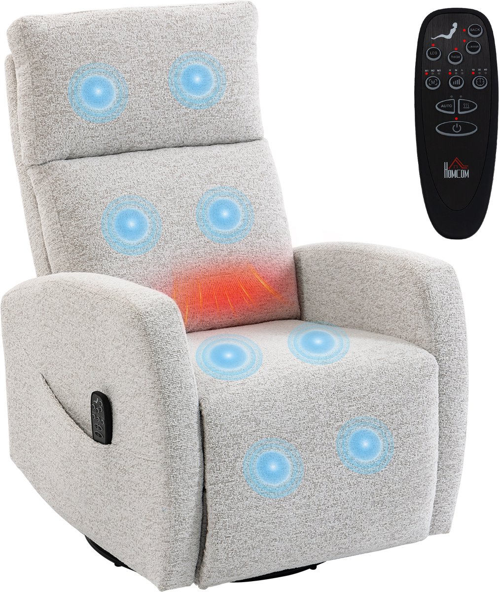 HOMCOM massage relaxbank - Chenille - 73,5 x 163 x 86 cm - Crème