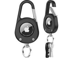 Sander Shop hoes voor Apple Airtag [Anti-verlies sleutelring] Harde PC beschermhoes met sleutelhanger, transparant aan beide zijden, anti-druppel anti-kras Airtags houder accessoires - Zwart