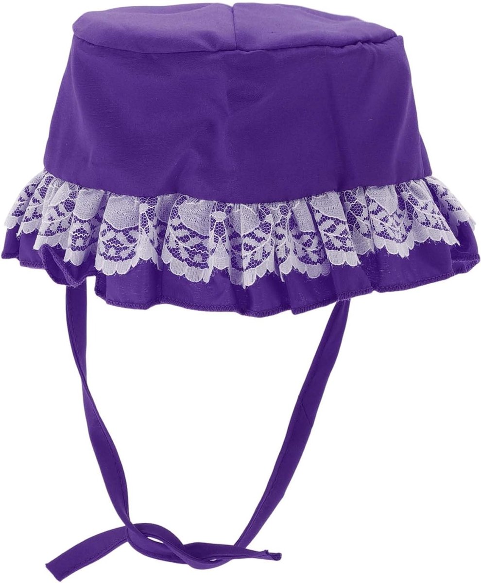 Verstelbare Pet Bucket Hat voor honden en katten met kanten rand - Zonnekap voor kleine dieren, bescherming tegen de zon, trendy huisdieraccessoire, paars