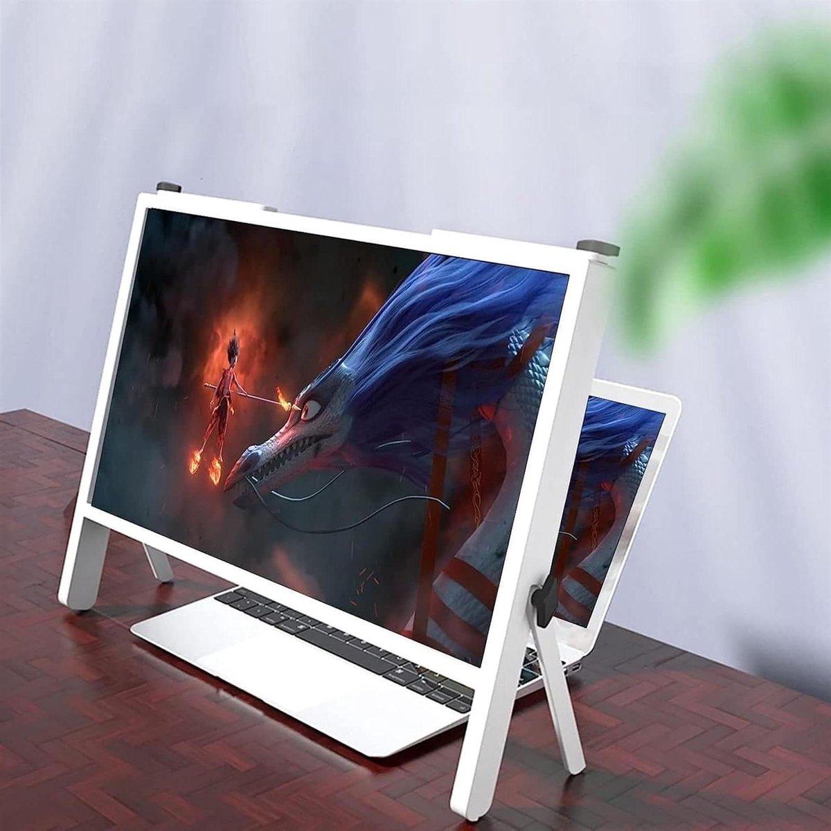 Scherm Vergroter - Beeldscherm Vergrootglas - Oogcomfort Vergroten - HD Optische Zoom - 21 inch - Houtkleur
