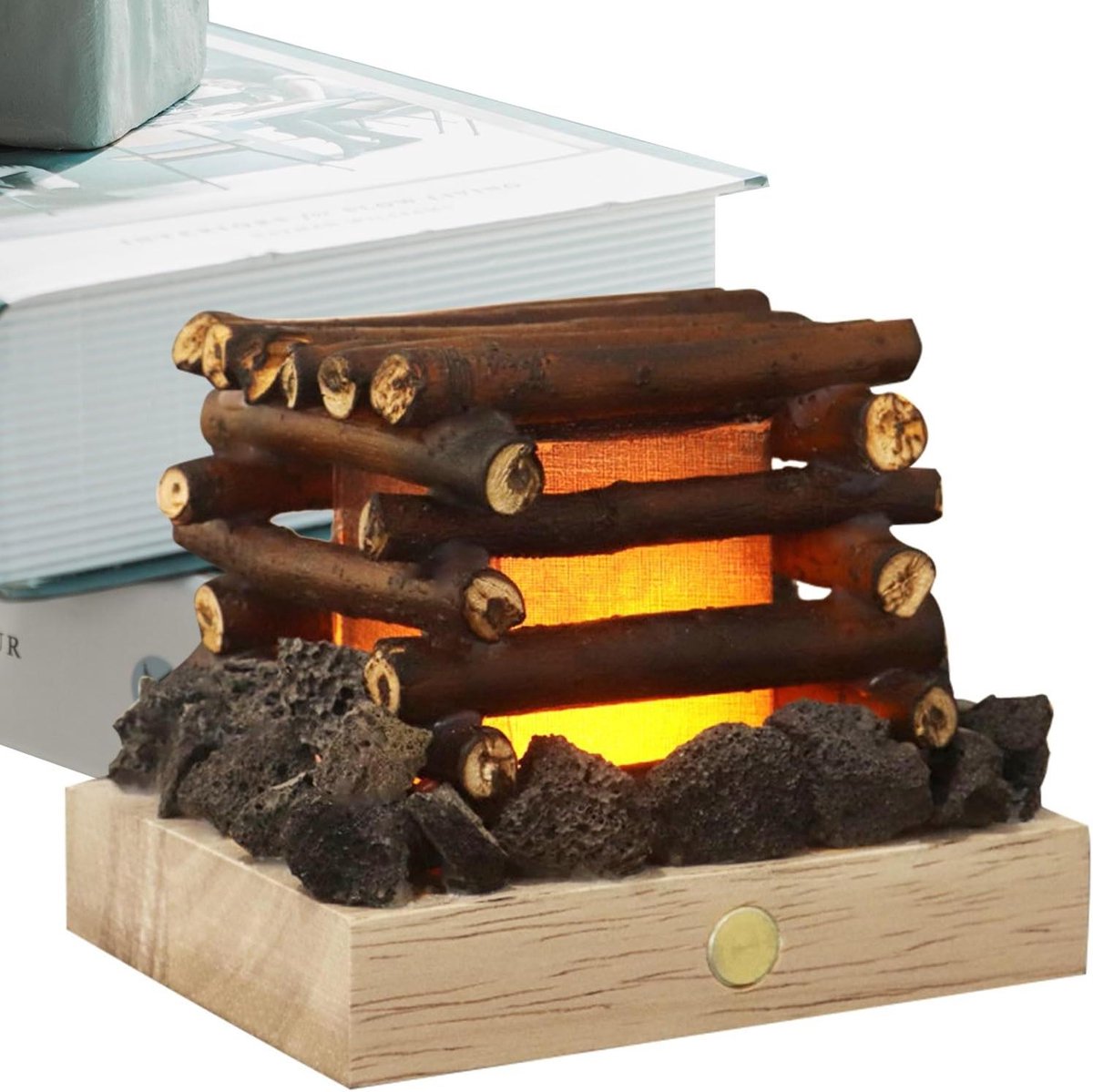 Vlam effect lamp - Vuur decoratie - Sfeer creëren - Realistische gloed - 15.1 x 12.3 cm - Bruin