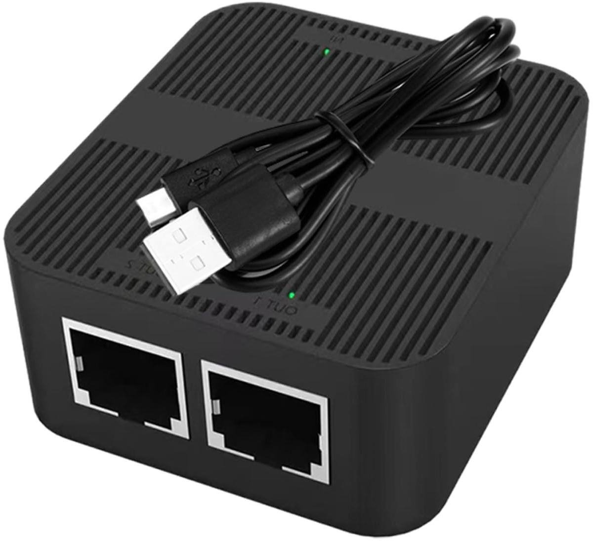 Ethernet Splitter - Netwerk Adapter - Netwerk Delen - Plug and Play - 5.5 cm - Zwart