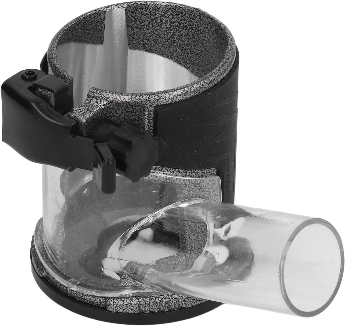 Freesmachine Onderstel - Trimmer Basis - Houtbewerking Precisie - Stofafzuiging Geïntegreerd - 14x14x11 cm - Zwart Transparant