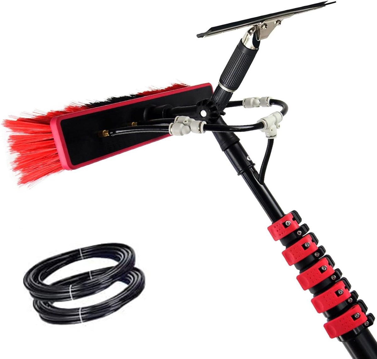 Raamreinigingsset - Telescoopstang - Hoge ramen wassen - Watertoevoer - 36 tot 108 m - Zilver