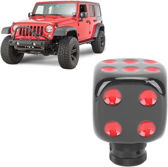 Schakelhendel Knop - Versnellingspook - Auto Interieur - Dobbelsteen Vorm - Universele Pasvorm - Zwart Rood — afbeelding 2