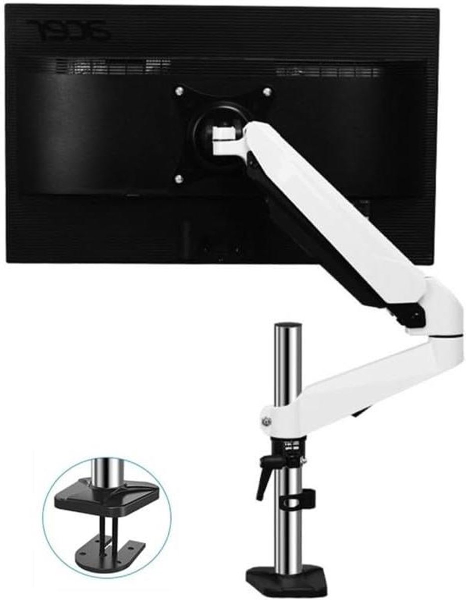 Monitorarm - Bureauhouder - Werkruimte Optimaliseren - Gasveer Verstelbaar - 15-32 inch - Wit
