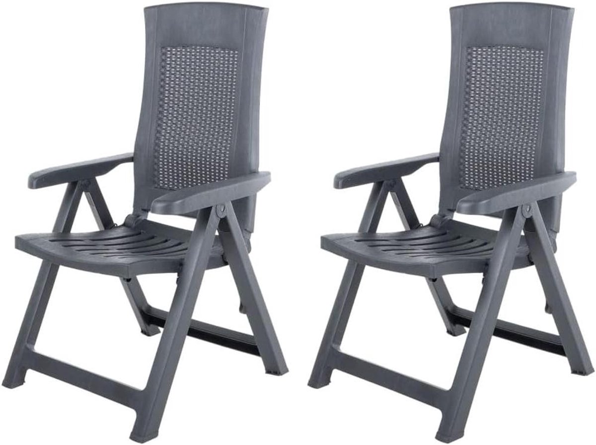 Loungestoelen Tuin - Ligstoelen Set - Ontspannen Buiten - Verstelbare Rugleuning - 67 x 59 x 106 cm - Antraciet