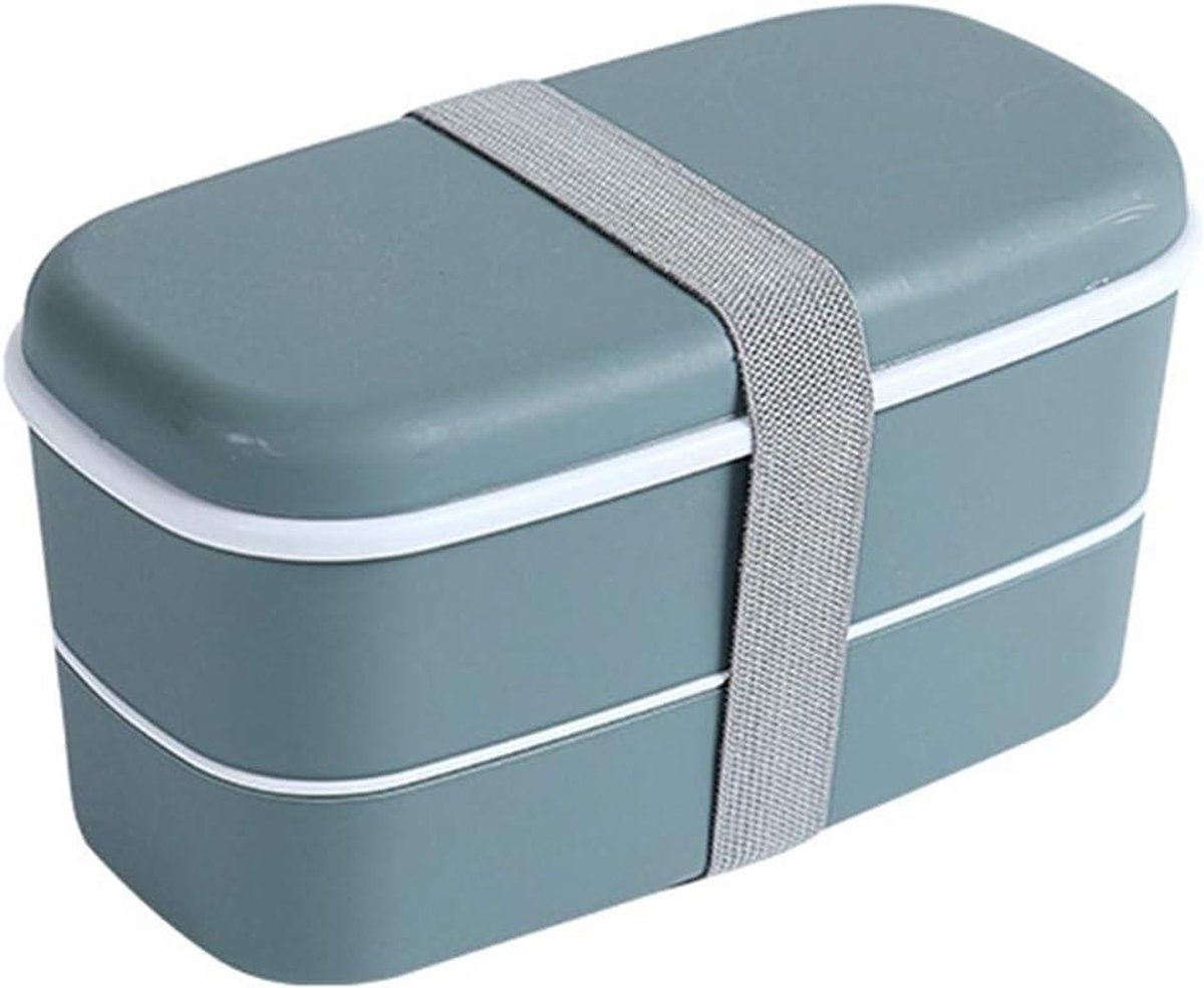 lunchbox, Bento Boxen Dubbellaagse Lunchbox, Kunststof Materiaal, Voedselkoelkast, Vershoudend, Compartiment(Blue)