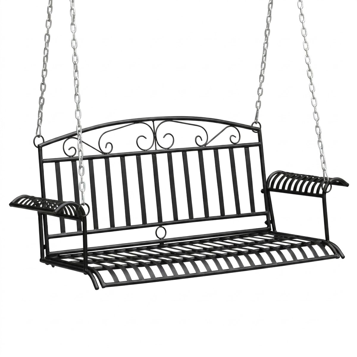 Archi Hangmatbank 2-persoons – Schommelbank - Metalen tuinschommelbank – Voor tuin, terras & balkon – Zwart