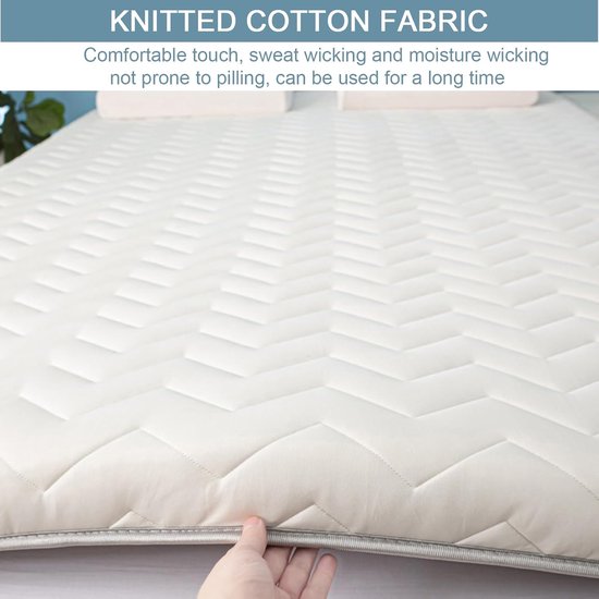 Japanse futonmatras - Vloerbed matras - Ruimtebesparend slapen - Ademend en opvouwbaar - 100 x 200 cm - Grijs — afbeelding 2