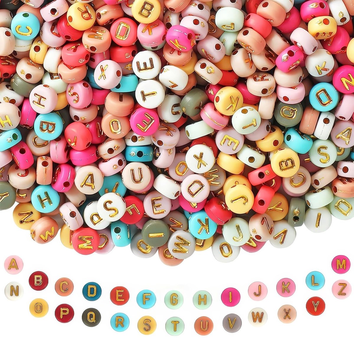 Cosensi - Kleurrijke Letterkralen Set, 500 Stuks voor DIY Sieraden