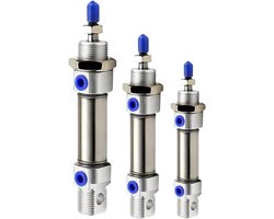 Gasveer Cilinder - Dubbel effect - Industriële toepassingen - Enkele schacht ontwerp - 90 mm slag - Zilverkleurig