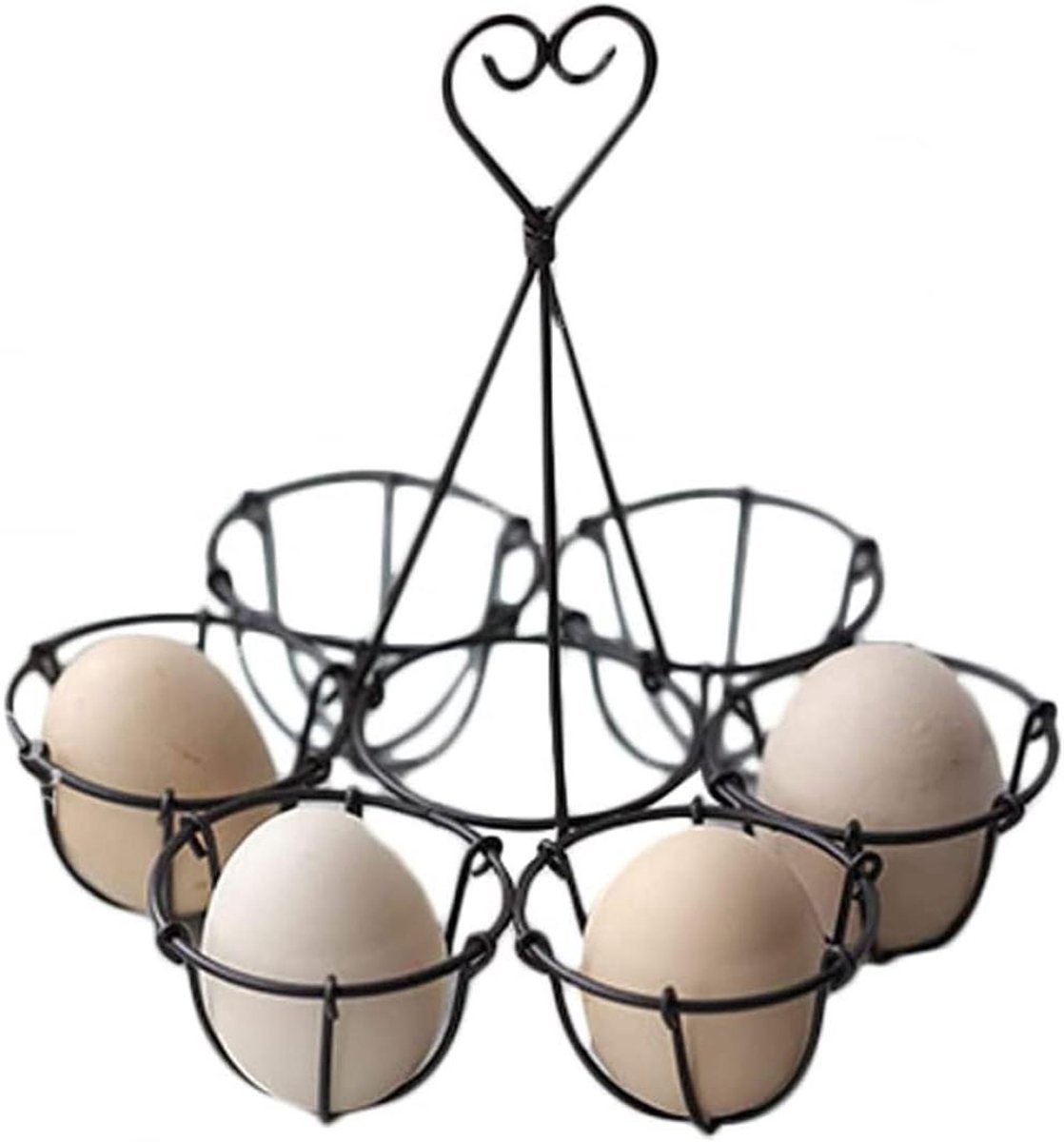 Eierdoos Vintage Eiermand Metaal Keuken Opslag Nostalgische Stijl Voor 6 Eieren Antiek Zwart