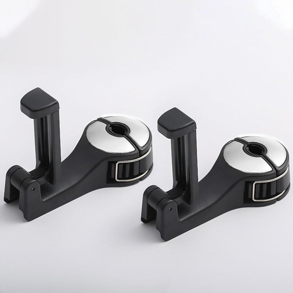 Autohaken Tassen - Stoel Hangers - Auto Organisatie - 2-in-1 Telefoonhouder - 2 Stuks - Zwart