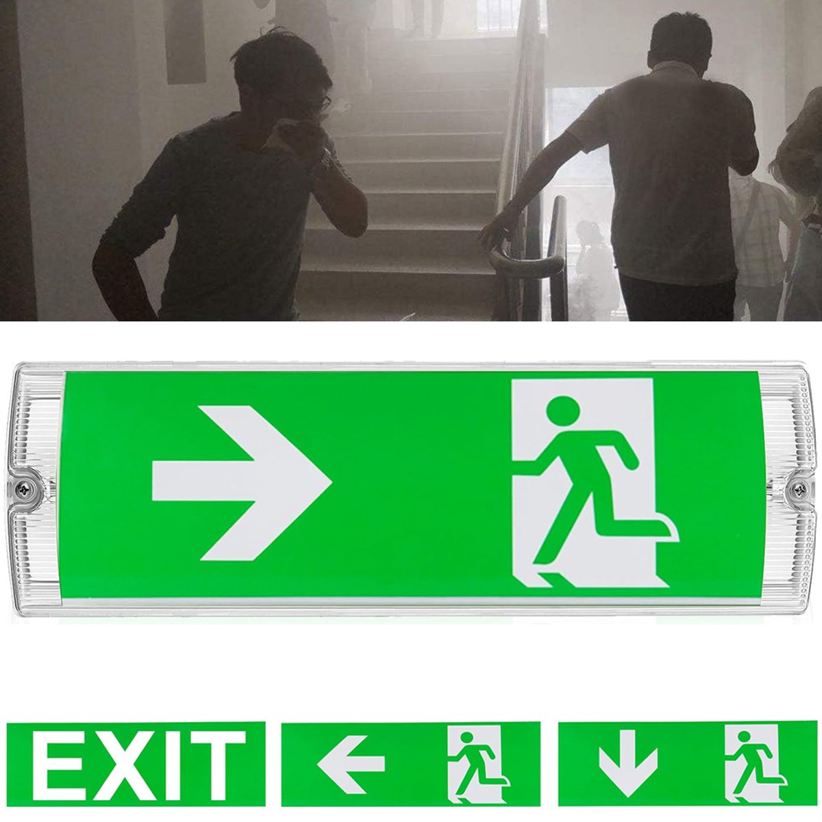 Nooduitgangsbord Met Led-Verlichting - Noodverlichting In Het Schot - Noodverlichting Met Led-Verlichting Voor Branduitgang En Opschriften