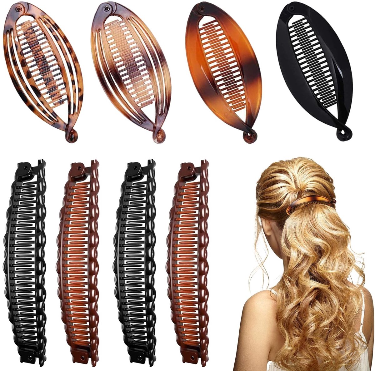 Cosensi - Dailygoods - Set van 8 Bananenhaarspelden voor Dames