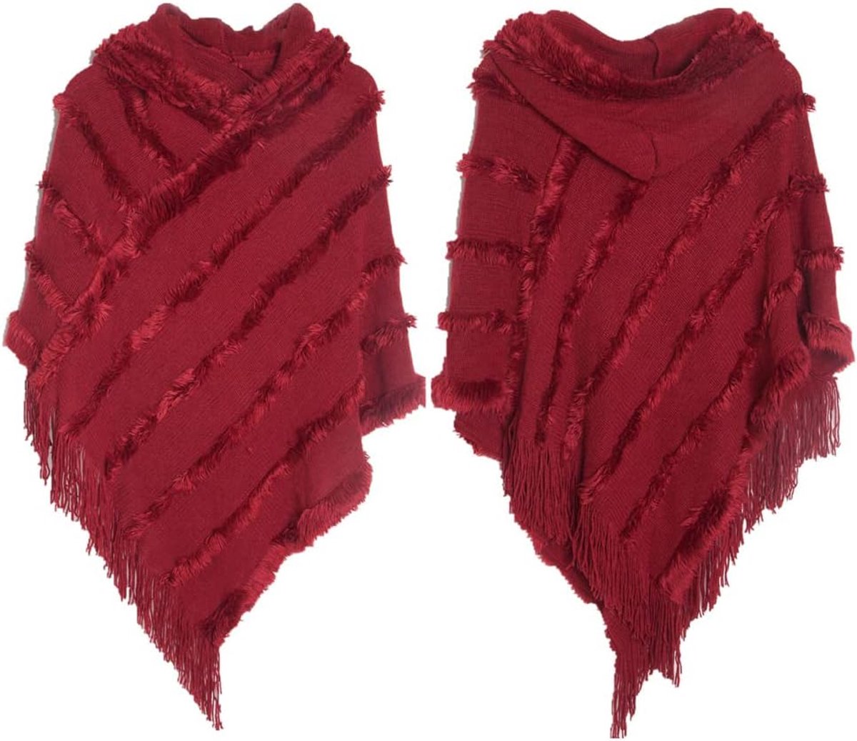 Dames reissjaal - sjaal en cape - perfect voor de herfst en winter - met capuchon - effen kleur - met kwastjes - lichtgewicht en warm - geschikt voor vliegreizen en dagelijks gebruik - zacht en comfortabel - 2-delige set