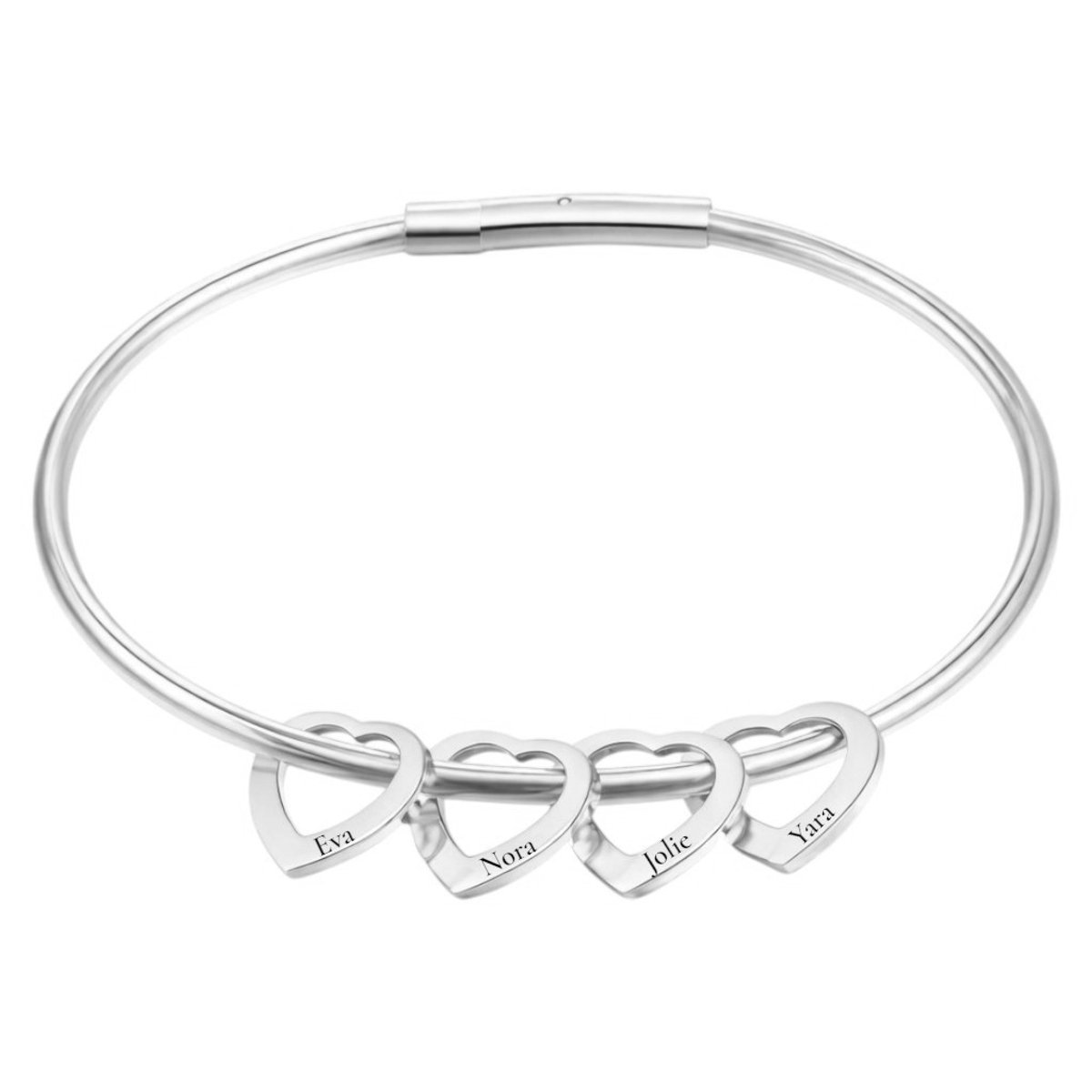 Bangle met 4 Hartjes Zilver