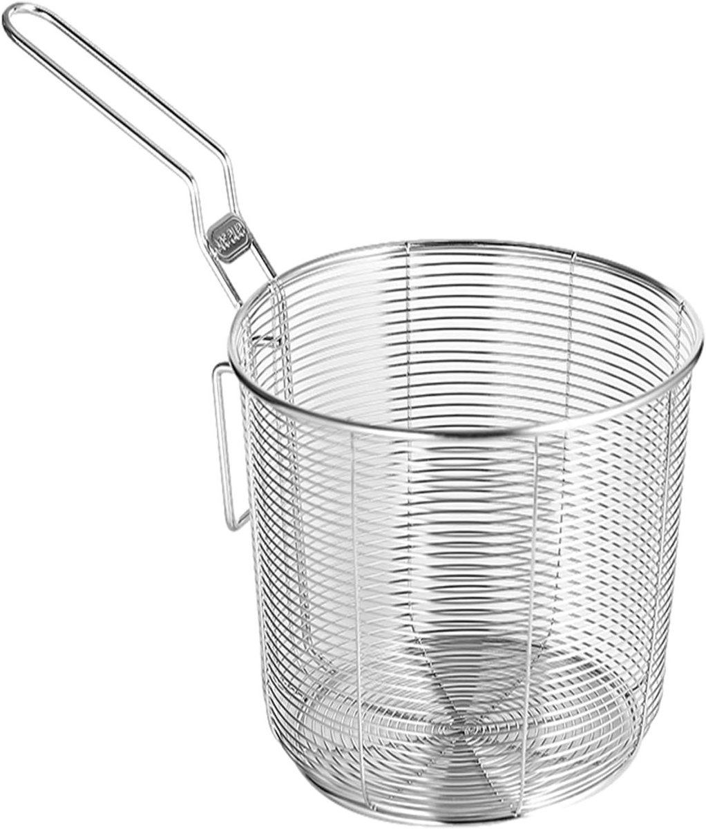 Frituurmand RVS - Keukenzeef - Eten Bereiden - Lange Handgreep - 22 cm - Zilverkleurig