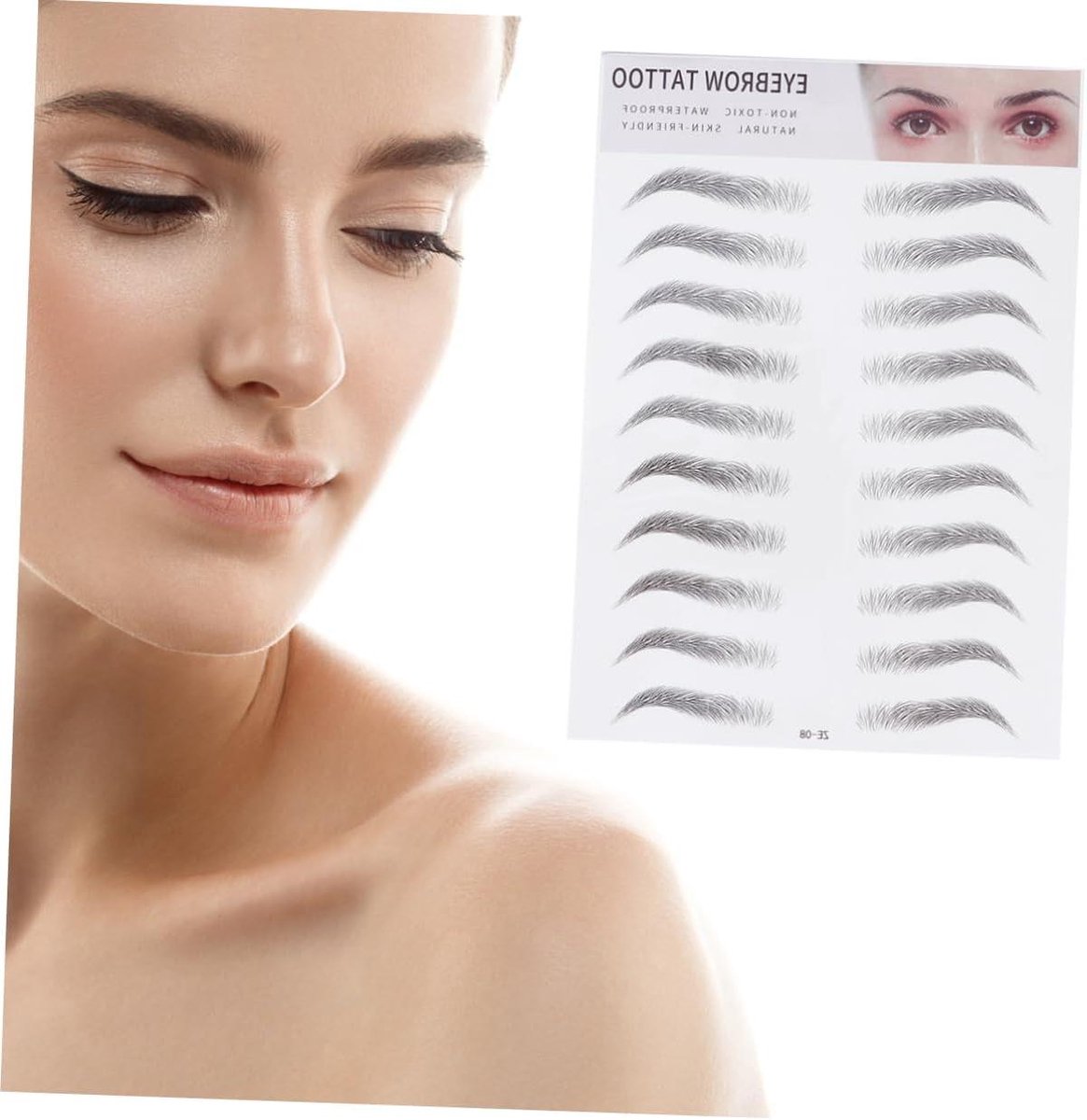 Wenkbrauwstickers - Imitatie wenkbrauwen - Make-up aanbrengen - Direct voller effect - 2 stuks - Zwart