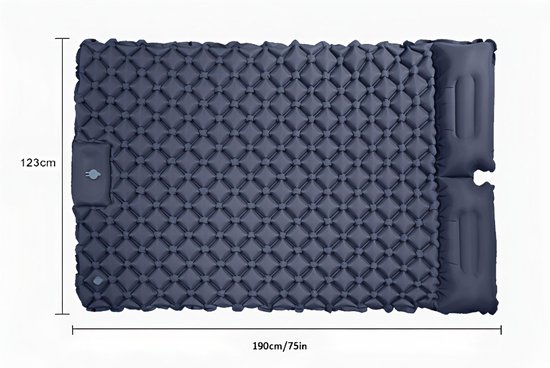 Tweepersoons slaapmatras - zelfopblazend, extra groot formaat - campingmatras - campingbed - opvouwbare logeermatras - opblaasmatras - tweepersoons - donkergrijs van Tweepersoons. — afbeelding 2
