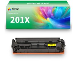 INKFIND 201XU (CF402X) Geel tonercartridge compatibel met HP 201X CF402X HP 201A CF402A Geel en Canon Cartridge 045H Geel - 1-pack Geel