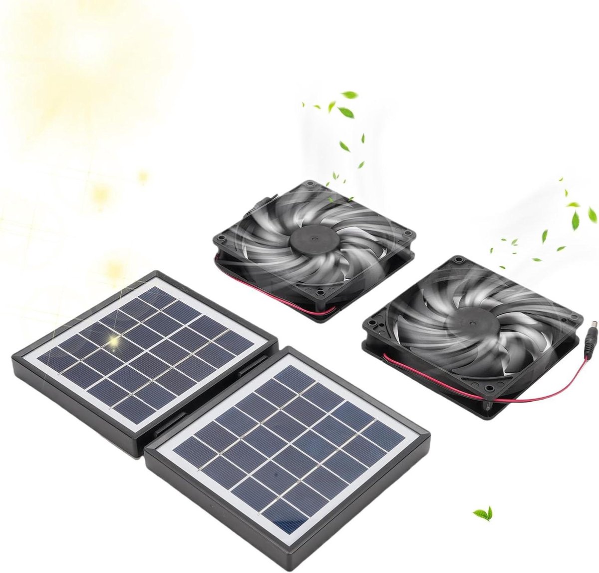 Afvoerventilator op zonne-energie - Zonneventilator - Luchtcirculatie verbeteren - Regenbestendig ontwerp - 28 cm breed - Zwart