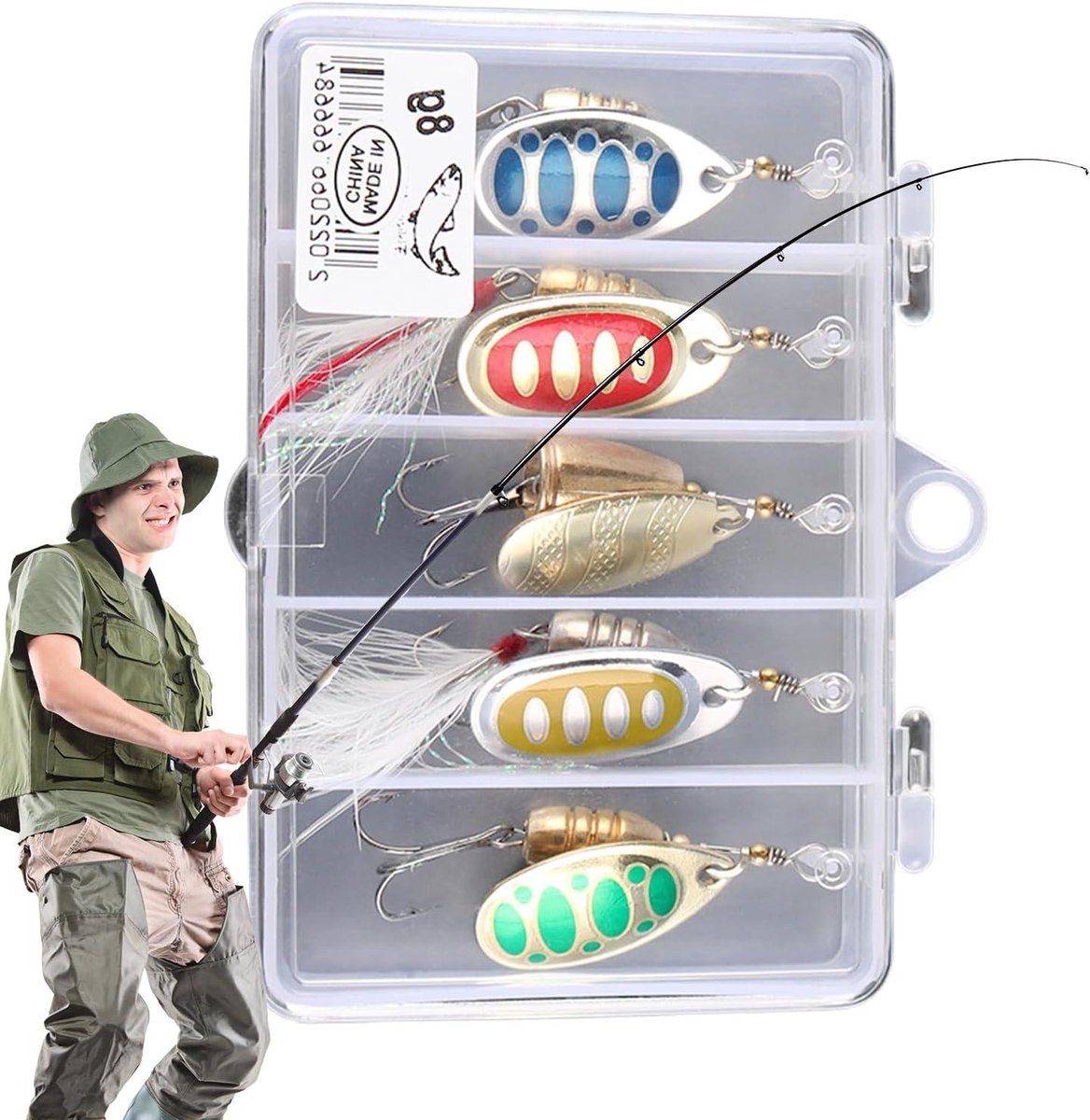 Bass Lures, Fishing Lures | Crappie spinner aas - Metal Fishing Spinnerbait Spinner Lures Kit met Tackle Box voor baszalmforel