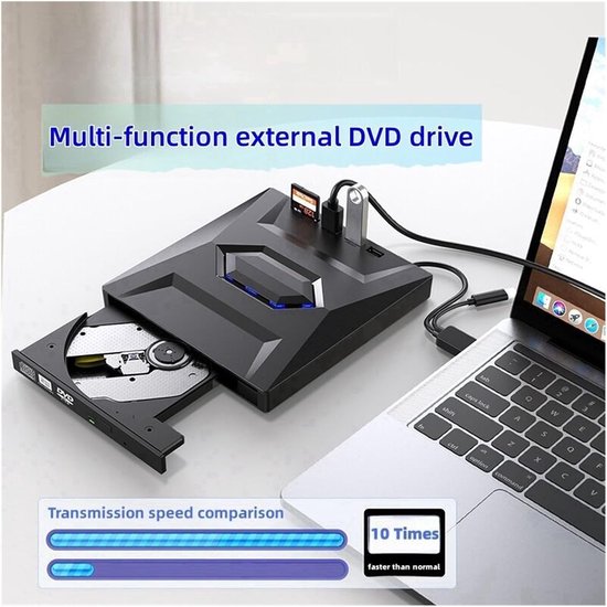 Externe Blu-ray speler - DVD CD brander - Bestanden overzetten - 7-in-1 multifunctioneel - USB 3.0 - Zwart — afbeelding 2