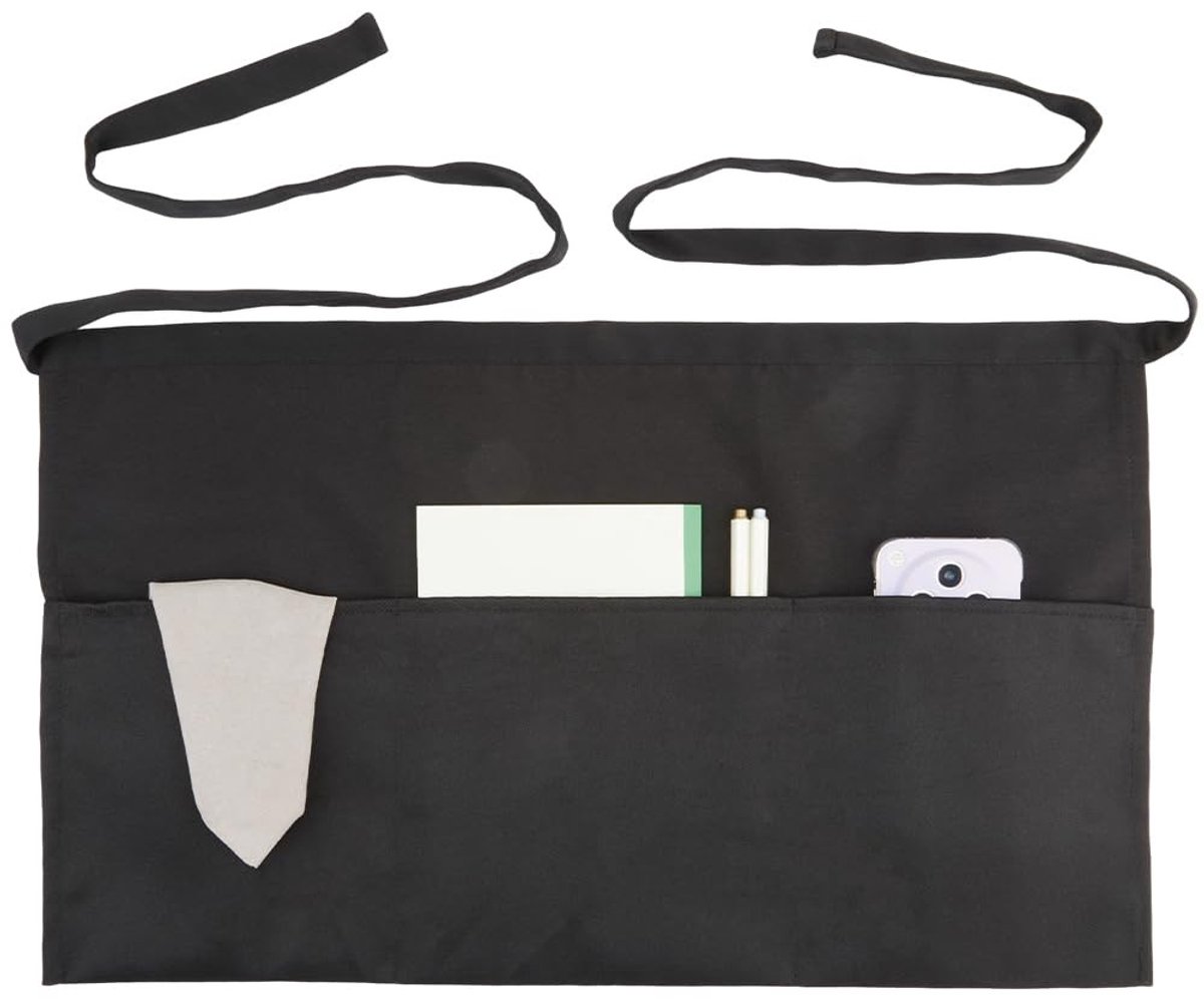 Dailygoods - Serveerschort met 3 Zakken, Zwart, Korte Schort voor Servers