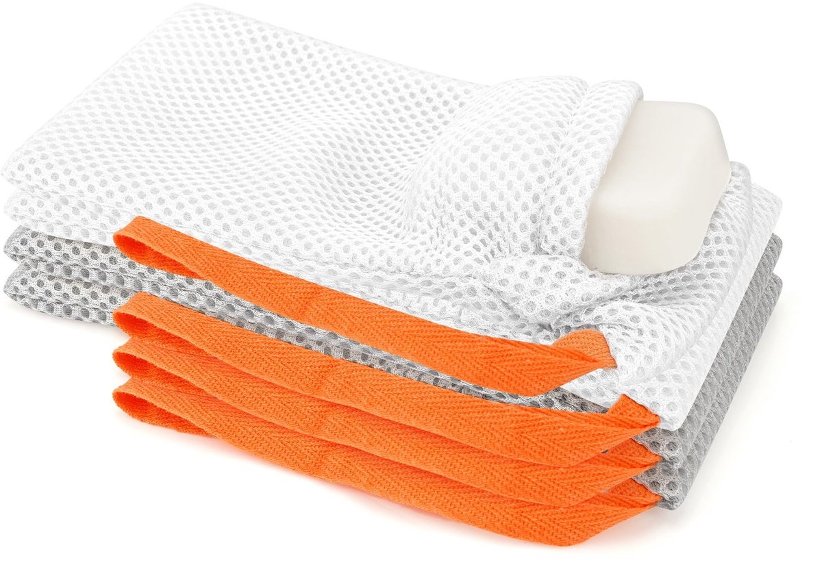 Dailygoods - Set van 4 Zachte Exfoliërende Zeepspaarzakjes - Rechthoek