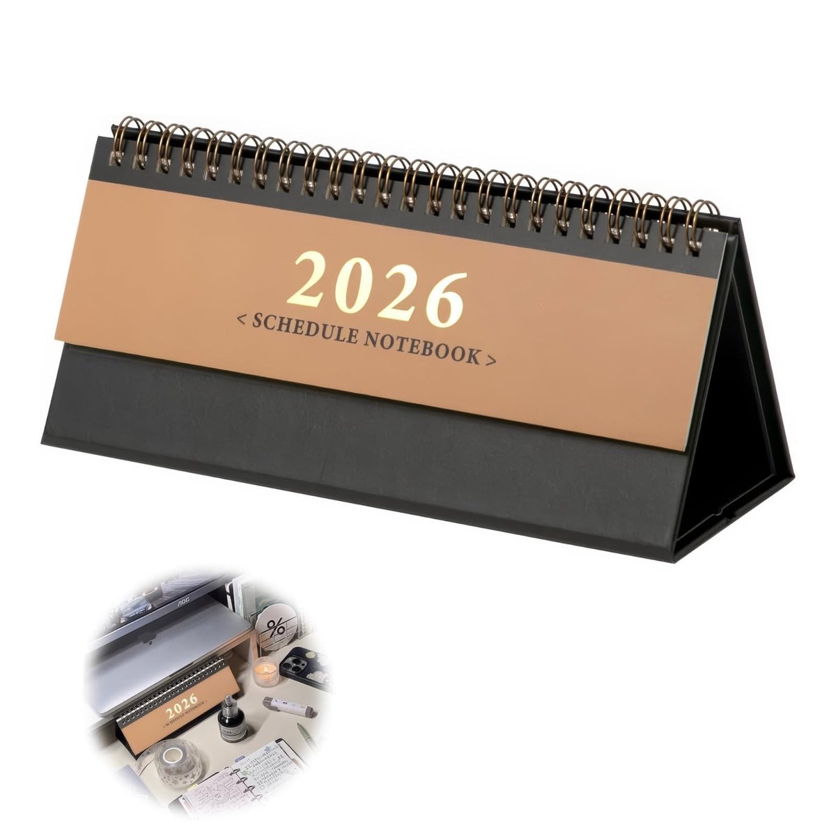 Tafelkalender 2026 - Staande weekkalender van oktober 2025 tot december 2026, 2 pagina's per week, compact formaat 21.3 x 9.5 x 7.5 cm, ideaal voor thuis en op kantoor
