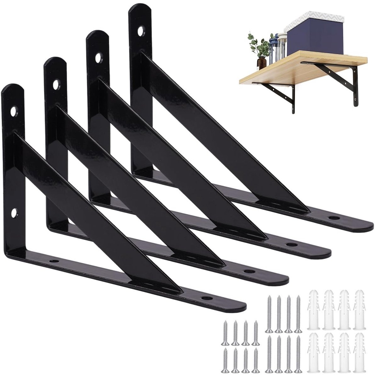Dailygoods - 4 Stuks Zware Plankhouders voor Wandmontage, 120 kg Draagkracht