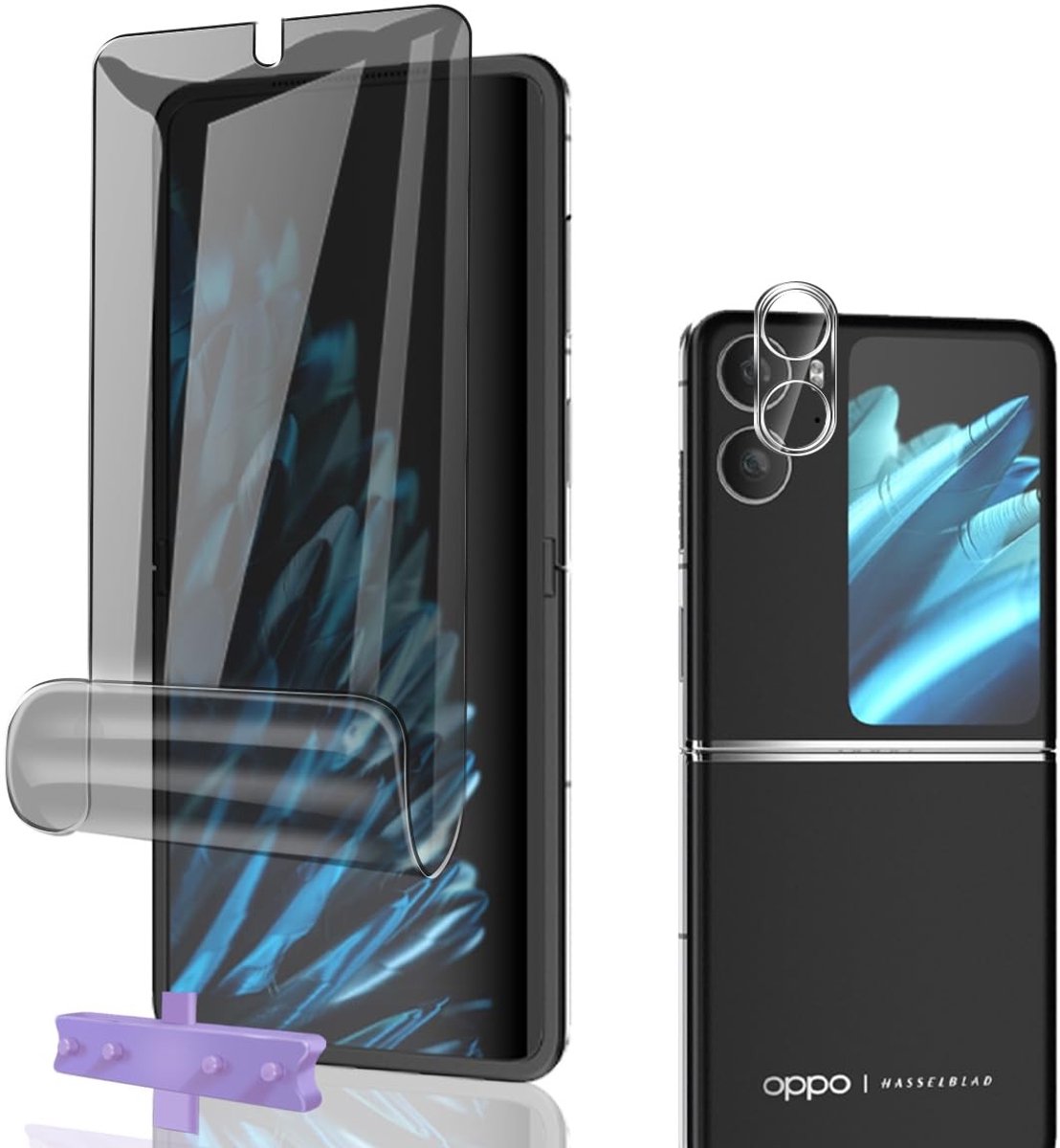 Dailygoods - TPU Privacy Displaybeschermfolie voor OPPO Find N2 Flip