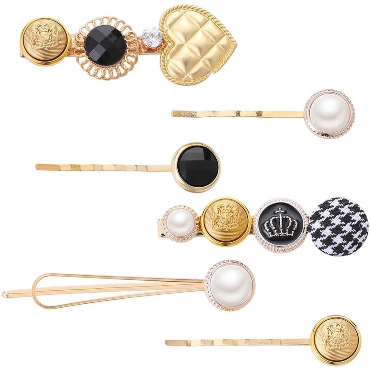 Dailygoods - Set van 6 Decoratieve Haarspeldjes met Parels in Boho Stijl