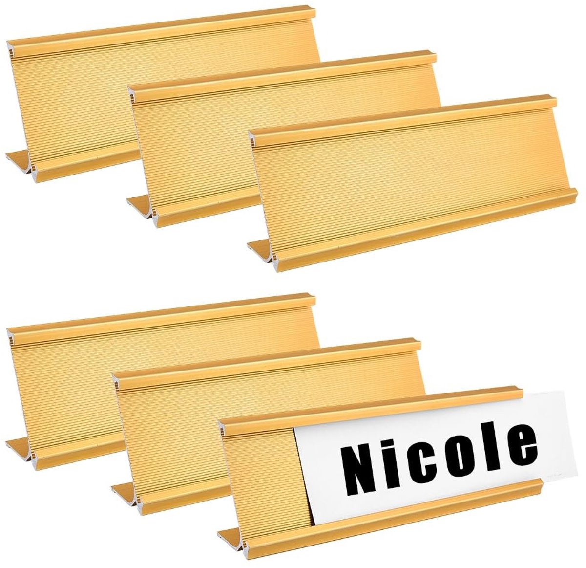 Dailygoods - Set van 6 Aluminium Naamplaatjeshouders voor op het Bureau